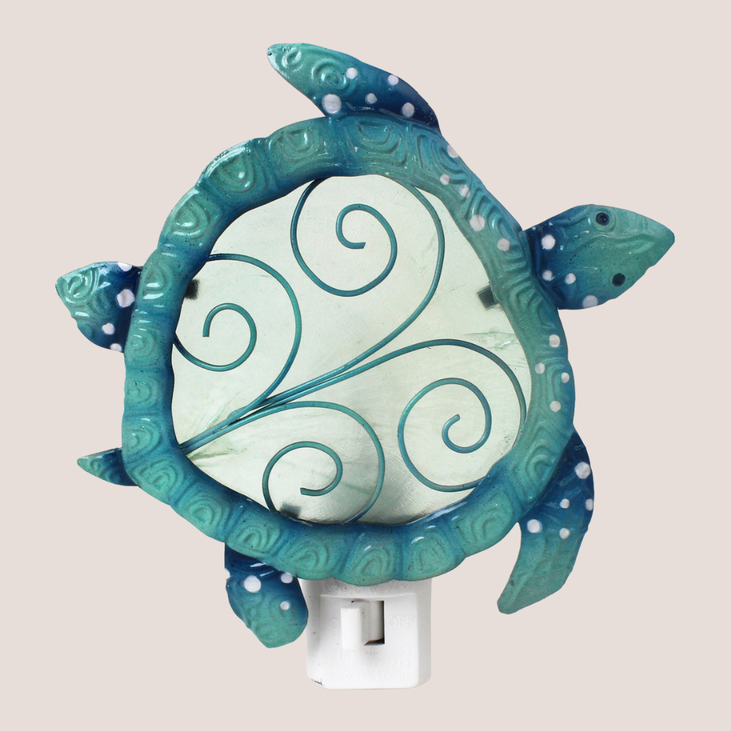 Turtle Shell Light Sea Turtle Capiz Shell and Metal Night Light – Turtle Central Gift Shop